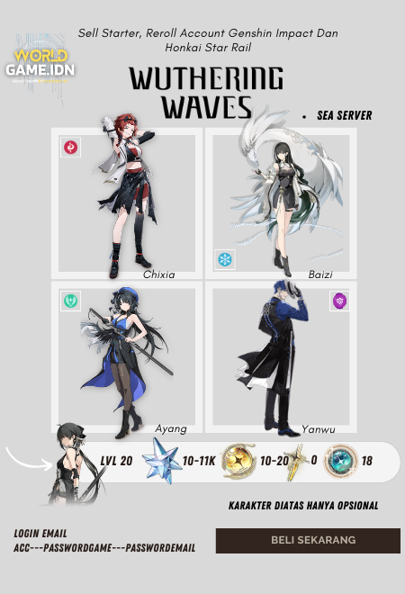 [SEA Server] Akun Reroll Wuthering Waves 10-11k Astride Union Level 20